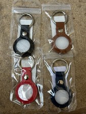 4 X AirTag Case For Apple Air Tag Cover Tracker PU LEATHER Key Chain Ring Holder
