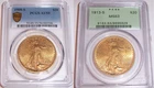 1908-S AU55 & 1913-S MS63 OGH PCGS $20 San Francisco St Gaudens Double Eagles