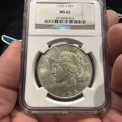 1935-S Peace Dollar - NGC MS 62