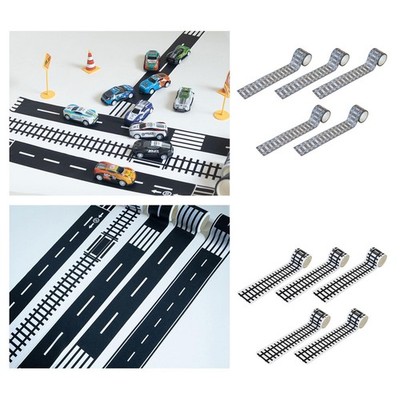 5Pcs Straight Track Sticker Decals DIY Self Sticky Traffic Road Sticker,