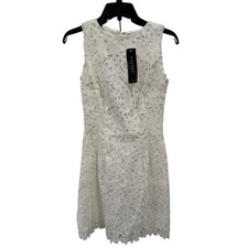 Lauren Ralph Lauren White Lace Floral Sleeveless Sheath Dress Size 2