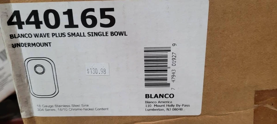 Pia de barra de aço inoxidável BLANCO 511958 16" x 10" x 6.25" calibre 18 304 sob. 35D - Imagem 4 de 4