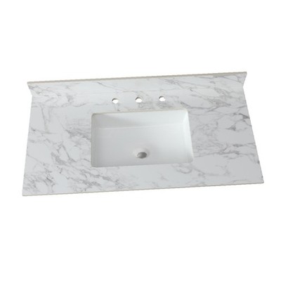Engineered Stone Bathroom Countertop 43''x22'' with Rectangular Ceramic Sink,