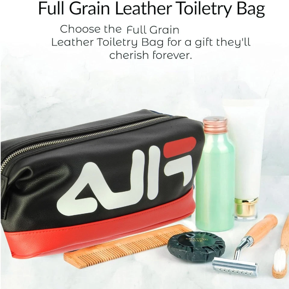 Genuino Fila Negro Dopp Kit Cosméticos Artículos de Aseo Ducha Afeitado Kit Bolsa Foto 3 de 4