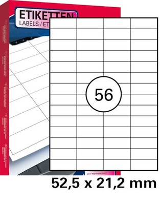 5600 St. Universal Etiketten 52,5 x 21,2 mm DIN A4 (100 Blatt) Laser Copy Inkjet