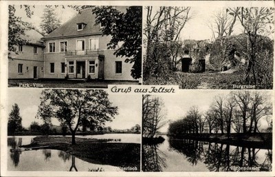 Ak Jeltsch Niederschlesien, Park-Villa, Burgruine - 11265346