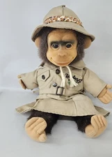 Vintage 1995 Hosung Monkey Hand Puppet RAINFOREST CAFE with Safari Outfit 