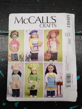 McCall's Crafts Sewing Pattern 18" Doll Clothes Apron Mitt Towel Hat Bag Cat