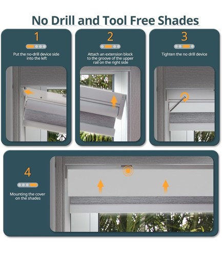 Motorized Automatic Blinds - Cordless Roller Shades with Remote White, 34 x 72 - Picture 4 of 8