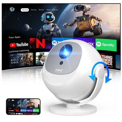 Mini Beamer Tragbarer 4K UHD Projektor Android WiFi Heimkino Theater Bluetooth