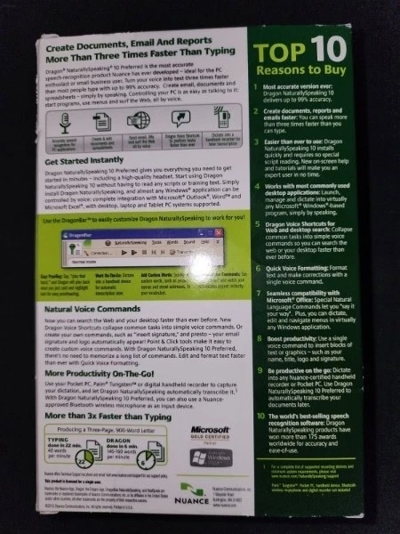 Dragon NaturallySpeaking 10 Preferred Speech Recognition Software with Headset - Image 2 of 3