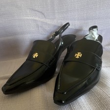 Women  s Black Patent Leather Pointed Toe Slingback Stiletto work business