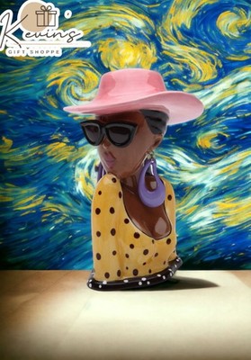 Ceramic African American Summer Lady Brush or Pen Holder, Home Décor, Gift for H