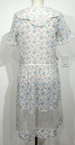 ANTIKES VINTAGE TAGESKLEID 20ER JAHRE DROP WAIST BAUMWOLLE BLUMEN ORGANDY ART DECO M F4 - Bild 17 von 19