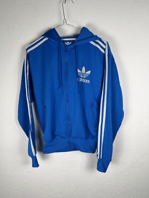 Adidas Hoodie Hooded Sweatshirt Blue White SIZE S Man Mens