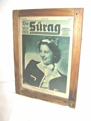 alter org. Programm oder KINOAUSHANG - RAHMEN aus Holz,1939, + M. RÖCK PROG.HEFT