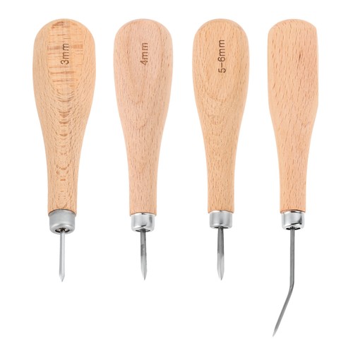 Leather Craft Wood Diamond Rhombus Awl DIY Sewing Awl Leathercraft Punch Tool - Picture 3 of 10