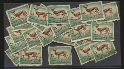 South Africa #209 Springbok Green Animal Stamp LOT of 100 Used for Crafts Tradin