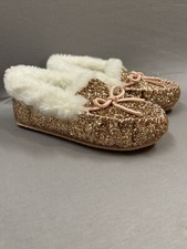 Crewcuts Sparkle Moccasins Youth Size 4 Pink Fur