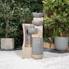 Serenity Garden LED Cascading 4 Bowl Water Feature Outdoor Freestanding 75cm