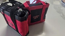 Trader Joe's Black Micro Tote With Grocery Bag 2 In 1 Mini Ltd Edition BLK RED