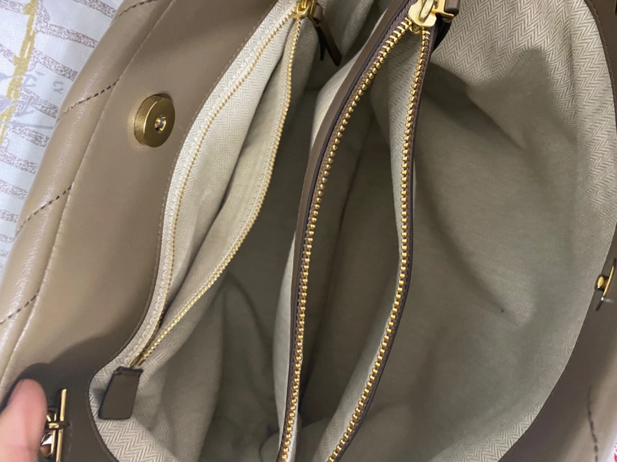 Tory Burch Kira Chevron Leather Tote Bag - Classic Taupe
