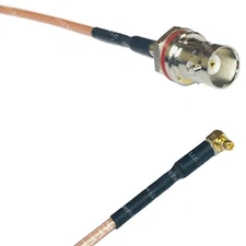 RG316 BNC FEMALE SM BULKHEAD to MMCX MALE ANGLE RF Cable Rapid-SHIP LOT
