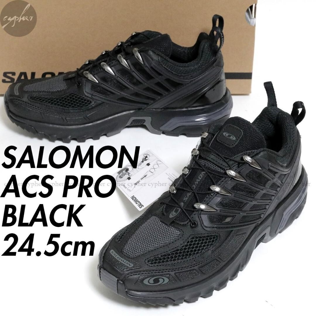 SALOMON ACS PRO Black Salomon Sneakers 24.5cm 471798 Box/Paper Tag 