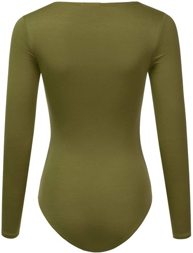Dehnbarer Scoopneck Rayon weicher Strick Body OLIVE XL SL012 - Bild 3 von 7