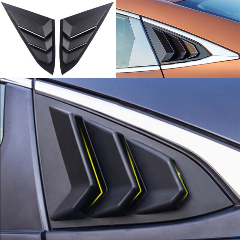 2016-2020 Matte Black Side Window Louver Shutter Cover Trim Fit For Honda Civic