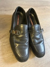 PRADA PS1187 Men's Black Flexible Sole Buckle Loafers or Shoes 10 1/2 FREE SHIP
