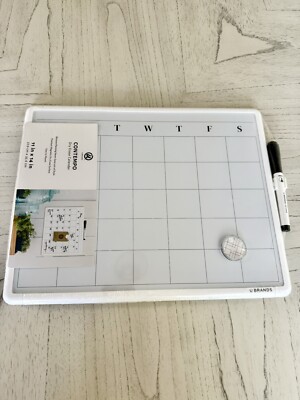 New~ U Brands ~Magnetic Dry Erase~Calendar Board~White Frame~Marker~Sz 11  x 14 