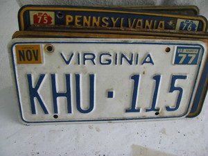 license plate- Virginia- more than 3 years old