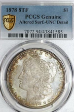 Original Envelope Toned 1878 8 TF Morgan Dollar PCGS Unc Details (43841585)