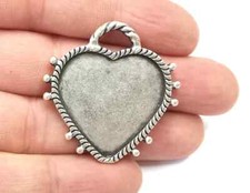 Heart Pendant Bezel, Resin Blank, inlay Mountings, Mosaic Frame, Cabochon Bases