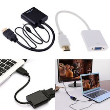 1080P HDMI Male to VGA Female Video Adapter Converter 3.5mm Audio Cable
