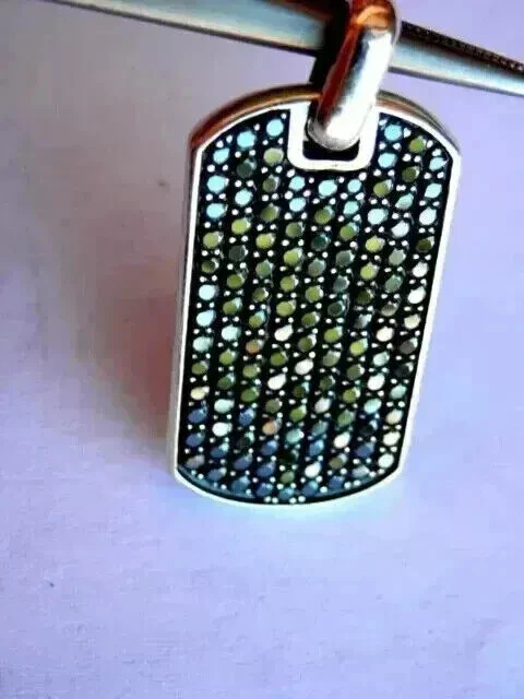 Colgante de plata de ley 925 con etiqueta de perro de diamante negro creado en laboratorio de corte redondo de 2 quilates para hombre Foto 4 de 4