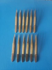 24 DIAMOND TWEEZERS 9cm STRAIGHT POINTED TIP JEWELRY MAKING SERRATED STAINLESS 