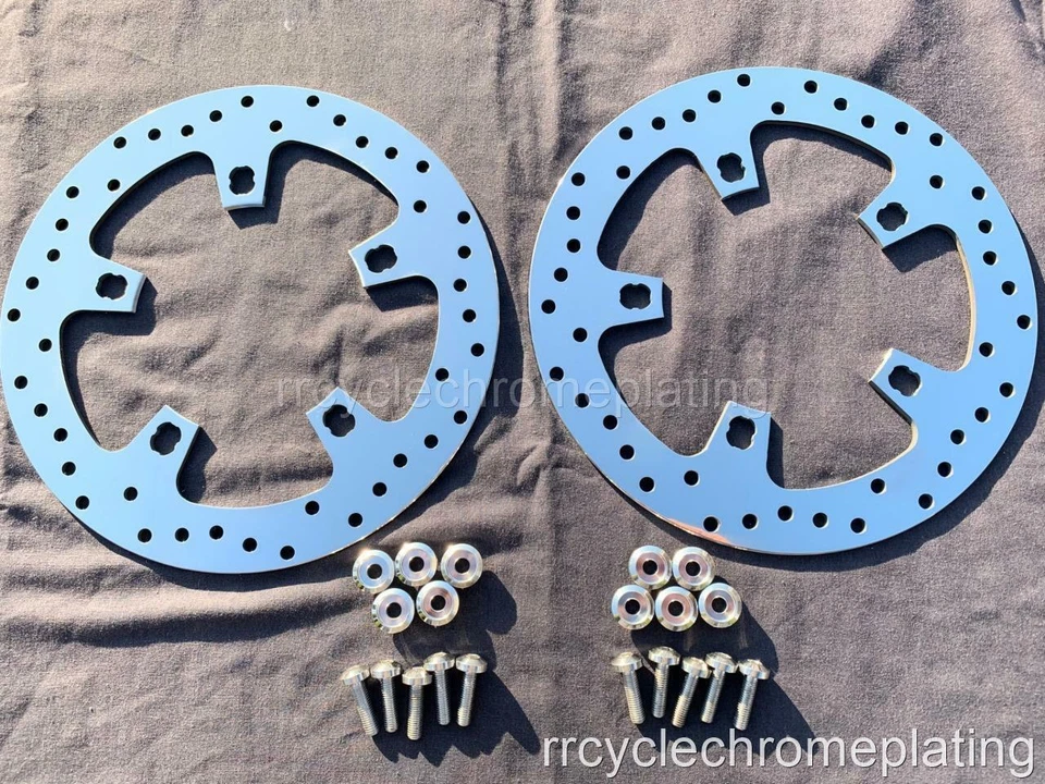 Harley Polished Front Brake 11.5 Enforcer Rotors 00-07 Touring w/Bolts FLHX FLTR - Image 2 of 4