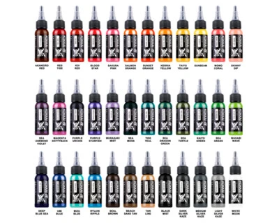 Kokkai Sumi Colors 36 Complete Color Set Bright Bold Premium Tattoo Ink Pigment