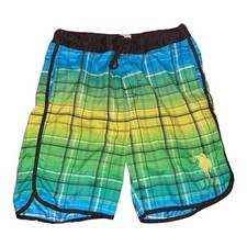 U.S Polo Assn Men's  Window Pane  Plaid Swim Trucks Board Shorts Sz Large USPA