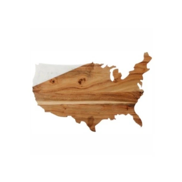 Thirstystone Marble & Wood Map Cutting Board New