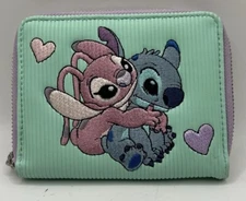 LOUNGEFLY DISNEY STITCH & ANGEL CORDUROY SMALL WALLET