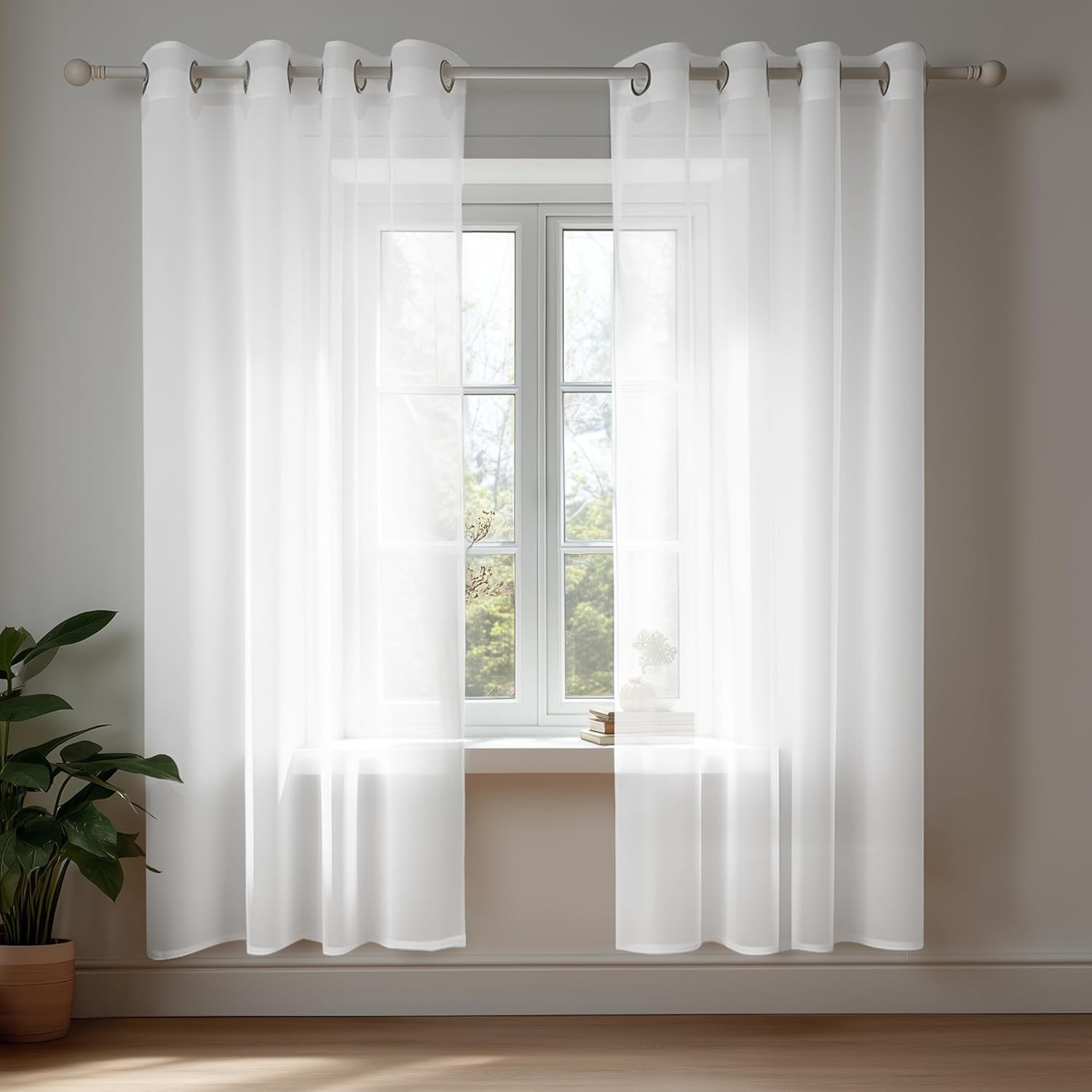 Set 2 Tende Trasparenti Deconovo - Pannelli Voile con Occhielli