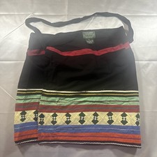 Vtg Ralph Lauren Country Southwestern Quilted Skirt Vintage Womens Black Base L