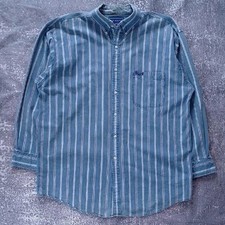 Vintage 90s FRIDAYS BY CLUETT Striped Blue Men's Shirt