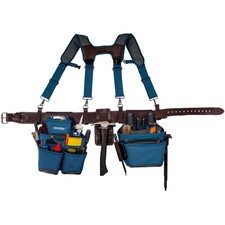 Bucket Boss Hybrid Pro Leather Blue Suspension Tool Belt Rig Up to 52-inch Waist