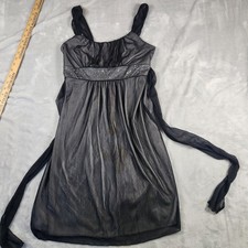 La Belle Black Sheer Slip Dress Vintage Y2K Midi Party Made USA