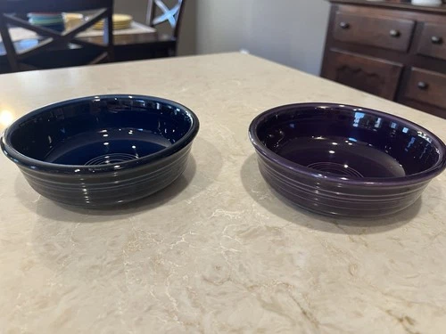Lot Of 2  Fiesta Ware Plum & Cobalt Blue Dessert Fruit Bowls 5.5”