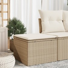 Gartenhocker mit Kissen Poly Rattan Hocker Sitzhocker Fußhocker Gartenmöbel 